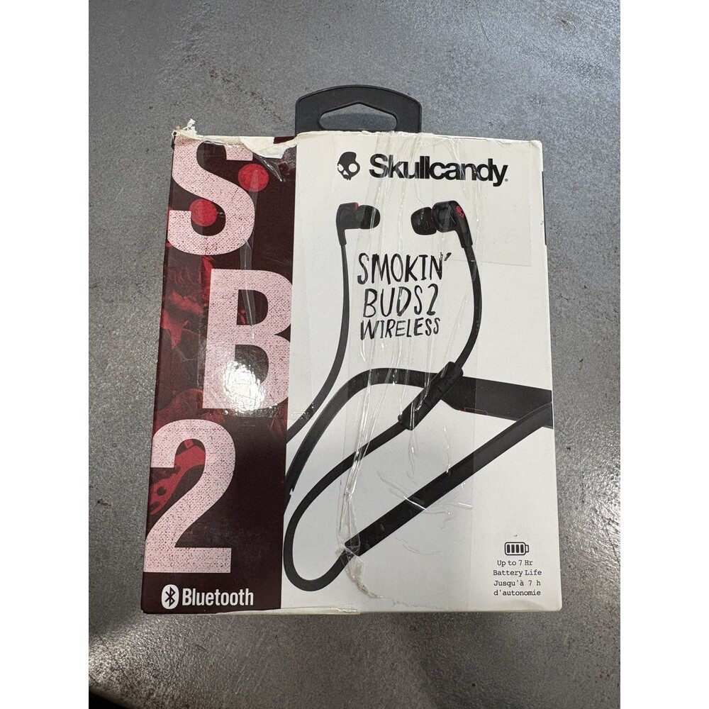 New / open Box Skullcandy Smoking Buds 2 Bluetooth Headphones damaged box / NEW